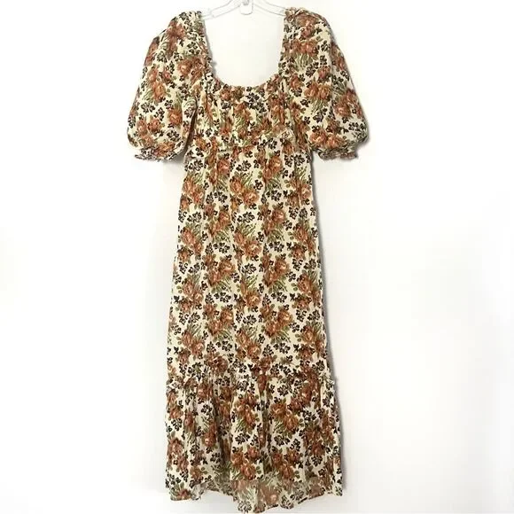Anthropologie Love The Label Floral Puff Sleeve Maxi Dress - Small - Picture 2 of 8